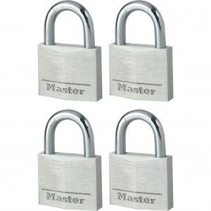 Image of Masterlock Aluminium Padlock Pack of 4 Keyed Alike 40mm Standard