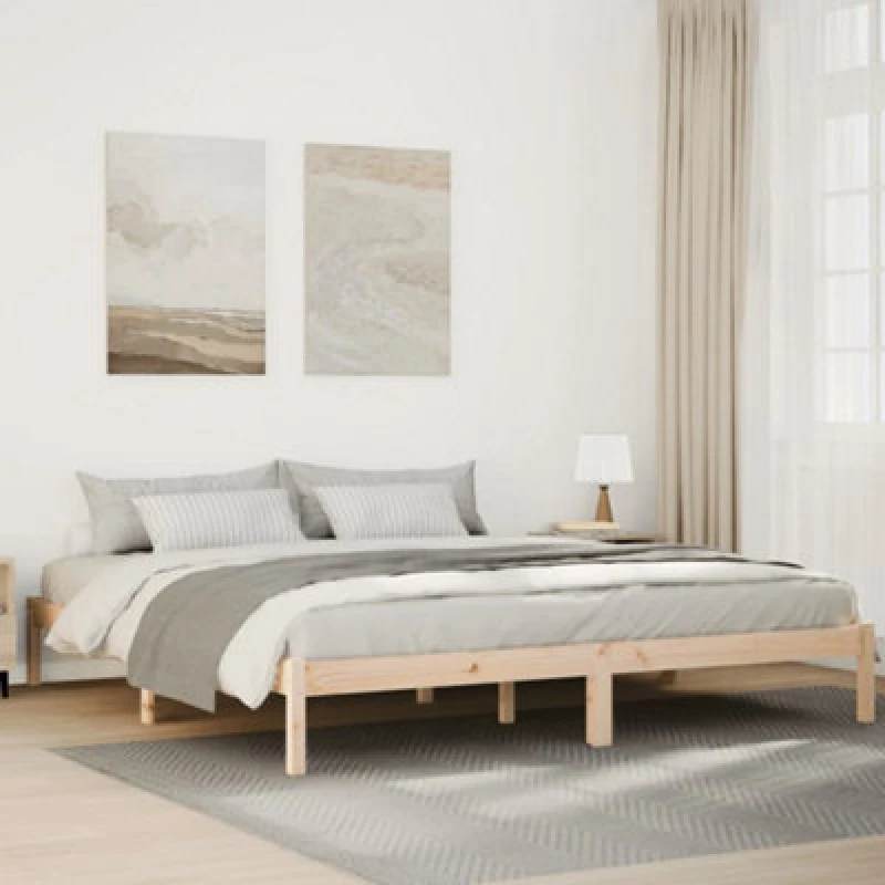 Image of Vidaxl Extra Long Bed Frame Without Mattress 180X220 Cm Solid Wood Pine