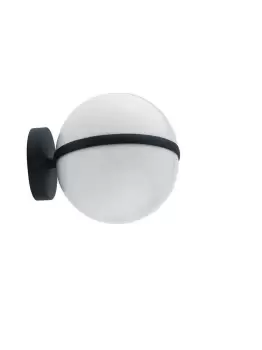 Image of ORBIT Outdoor Globe Wall Light Black, IP44 25x20cm