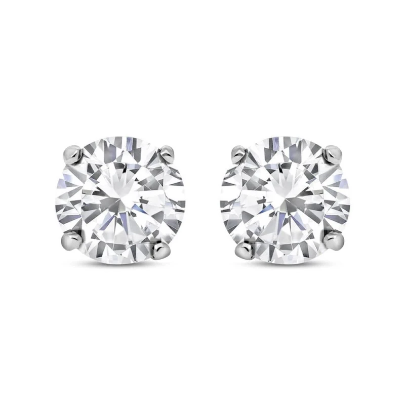 Image of Jewelco London Silver CZ 4 Claw Solitaire Stud Earrings 4mm - RD4 Silver unisex