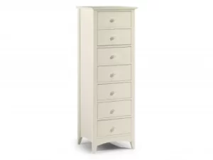 Image of Julian Bowen Cameo 7 Drawer Tall Narrow Ivory Wooden Chest of Drawers Flat Packed