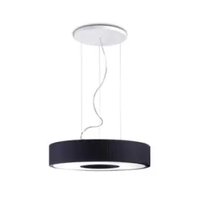 Image of Grok 7 Light Ceiling Pendant Chrome with Black Fabric Shade, E27