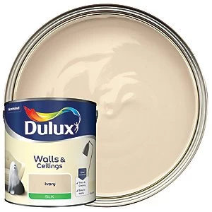 Image of Dulux Walls & Ceilings Ivory Cream Silk Emulsion Paint 2.5L