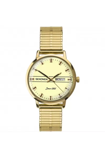 Image of 1974 38mm Gold Watch Round Case Cream Dial