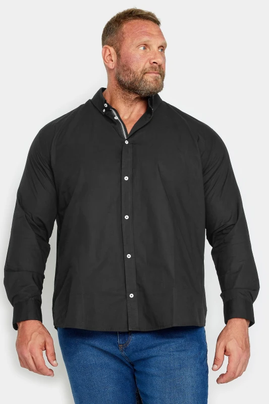 Image of BadRhino BadRhino Men Poplin Shirt in Black Size: 4X-Large Black 4XL Male 5063110818588
