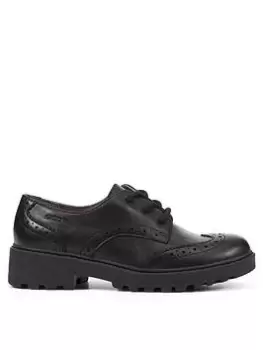 Image of Geox GEOX GIRLS CASEY LACE UP SCHOOL BROGUE, Black, Size 13 Younger