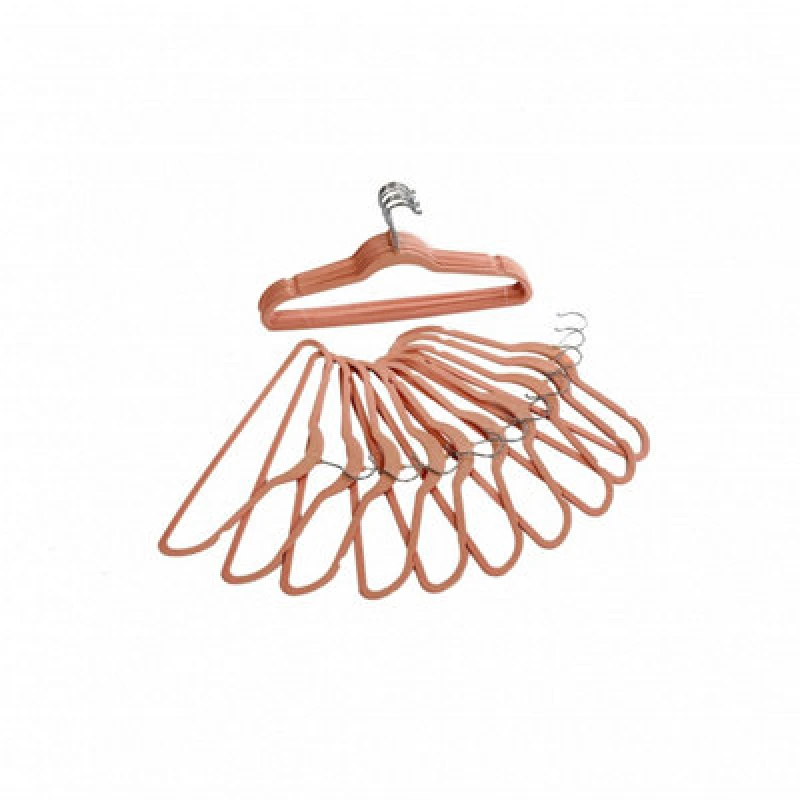 Image of Oypla Pack of 20 Non-Slip Space Saving Velvet Clothes Coat Hangers Pink unisex