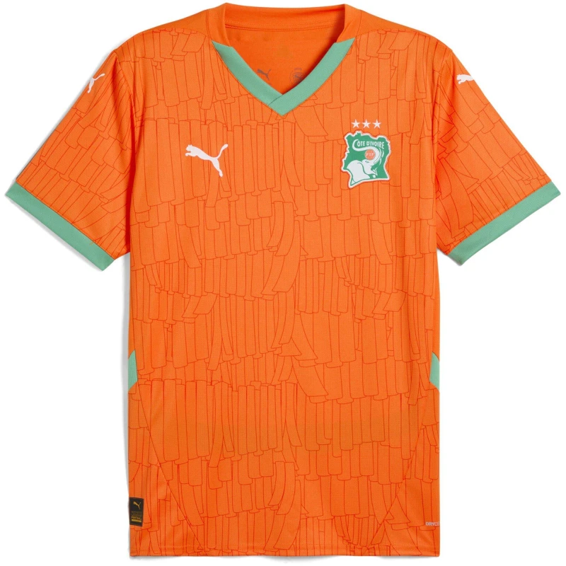 Image of Puma Ivory Coast Home Shirt 2025 Adults Orange/Jade male S