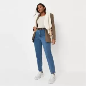 Image of Missguided Riot Highwaisted Mom Jeans Rigid Blue - Blue