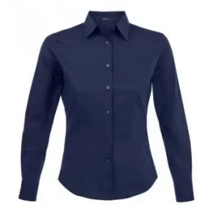 Image of SOLS Womens/Ladies Eden Long Sleeve Fitted Work Shirt (L) (Dark Blue)