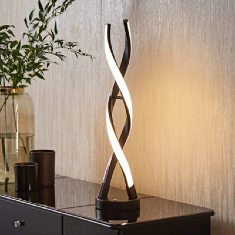 Image of ValueLights ValueLights Infinity Matte Double Twist Integrated LED Table Lamp in Black One Size Unisex 5016529262701