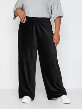 Image of Yours Yours Wide Leg Cord Trouser - Black, Size 20, Women