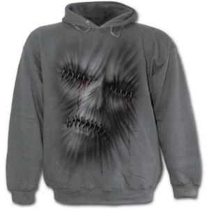 Image of Stitched Up Mens Medium Hoodie - Charcoal Grey