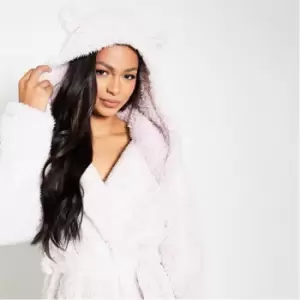 Image of I Saw It First Teddy Ear Borg Dressing Gown - Pink
