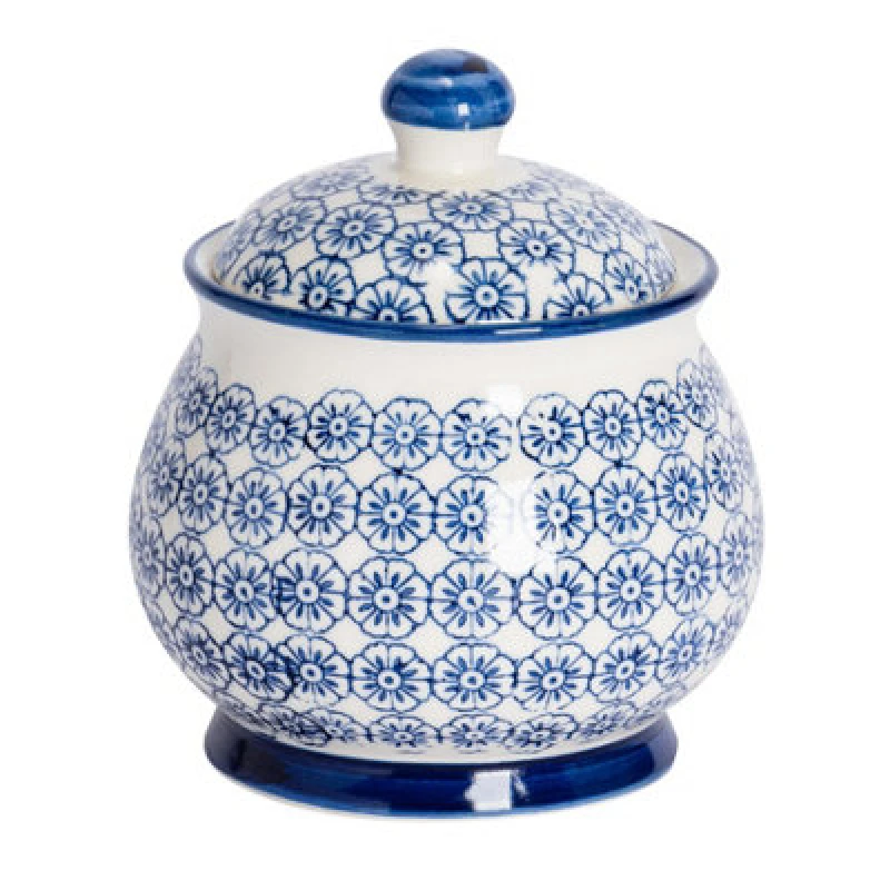 Image of Nicola Spring Hand-Printed Sugar Bowl - 10Cm - Navy
