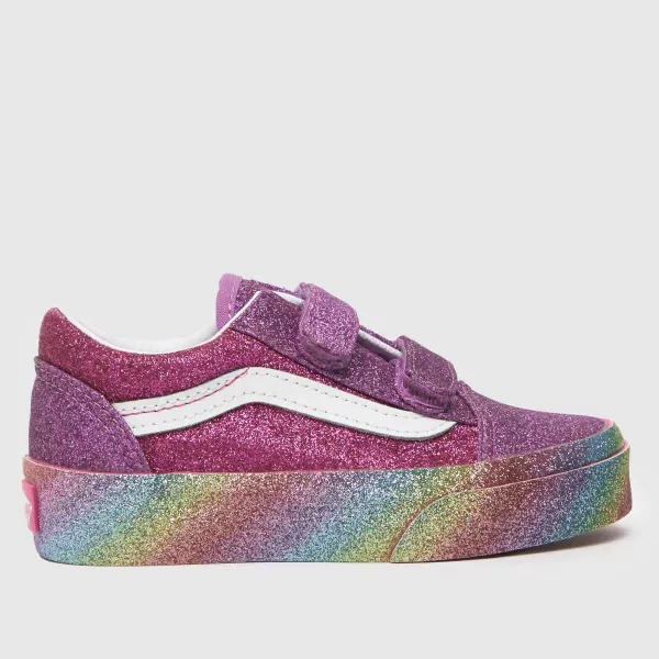 Image of Vans pink old skool glitter Girls Junior Trainers