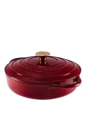 Image of Tower Cast Iron 28cm Shallow Casserole In Red