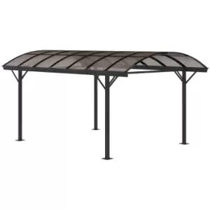 Image of Outsunny 5 X 3M Garden Aluminiuim Pergola Gazebo Carport With Polycarbonate Roof - Brown