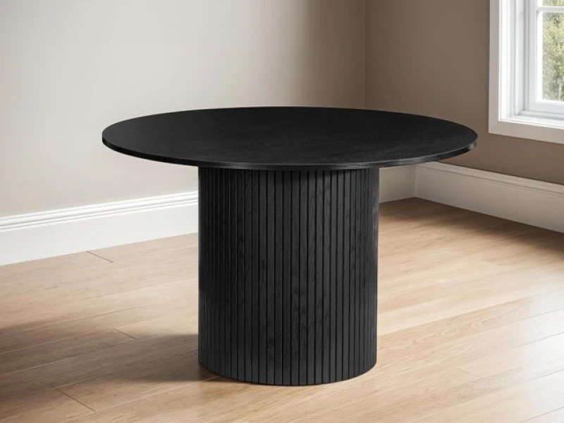 Image of Birlea Black Round Fluted Dining Table Axel Birlea Black