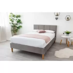 Image of Gailey Grey Plush Velvet Bed Double 4ft6 - Grey