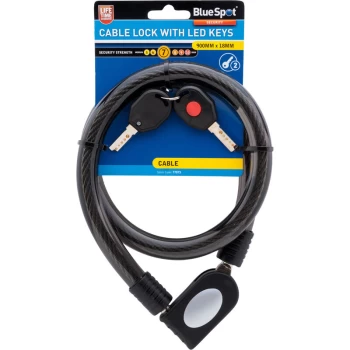 Image of 77073 900mm x 18mm Cable Lock with LED Keys - Bluespot