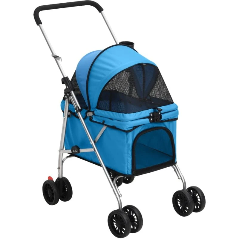 Image of vidaXL Folding Dog Stroller Blue 76x50x100cm Oxford Fabric, Blue 172200