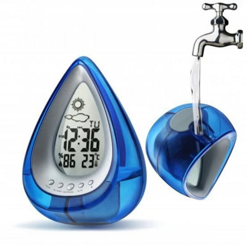 Image of Smart Living Smart Living Kettle Shaped Water Powered Multi Function Digital Desk Clock in Blue Blue One Size Unisex 0632556514528