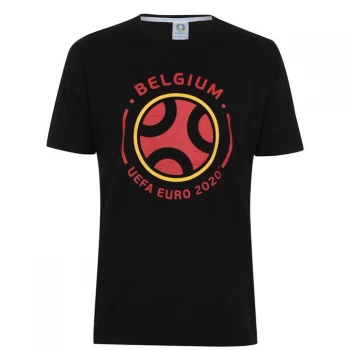 Image of UEFA Euro 2020 Belgium Graphic T Shirt Mens - Black