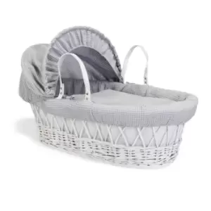 Image of Clair de Lune Waffle White Wicker Moses Basket - Grey