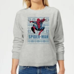 Image of Marvel Spider-Man Womens Christmas Sweatshirt - Grey - M