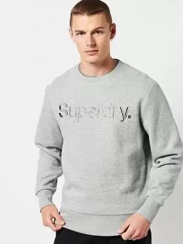 Image of Superdry Core Logo Sweat, Grey Marl, Size S, Men