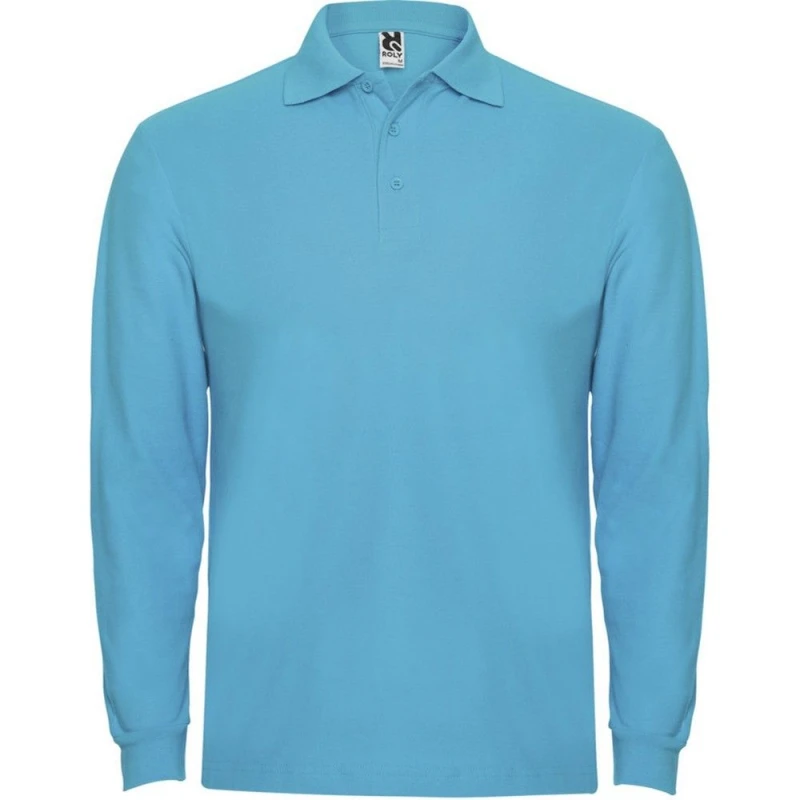 Image of ROLY ROLY Men Estrella Long-Sleeved Polo Shirt in Turquoise Size: Small Turquoise S Male 5063470828197