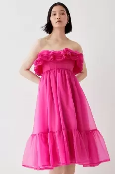 Image of Ruffle Top Organza Midi Dress