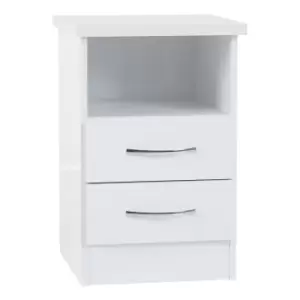 Image of Nevada White 2 Drawer Bedside Table White