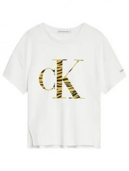 Image of Calvin Klein Jeans Girls Animal Ck Flock T-Shirt