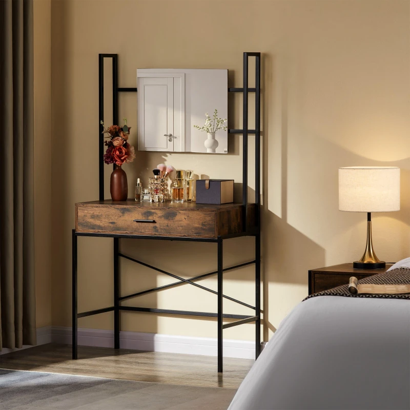 Image of Lassic Vida Designs Brooklyn 1 Drawer Dressing Table Dark Wood unisex 1 Drawer