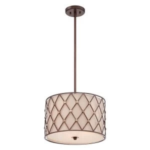 Image of 3 Light Medium Ceiling Pendant Copper Brown Lattice, E27