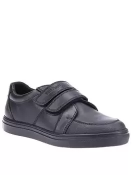 Image of Hush Puppies Boys Santos Strap Back To School Shoes - Black, Size 2 Older