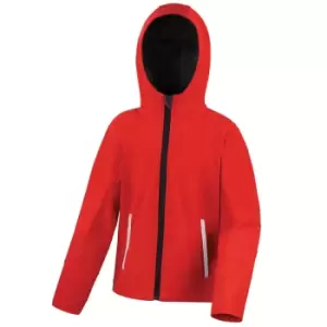 Image of Result Core Kids Unisex Junior Hooded Softshell Jacket (5/6) (Red/Black)