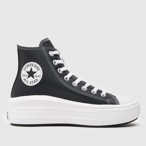 Image of Converse all star move faux leather trainers in Black & white Black & White UK 4.5 (EU 37)
