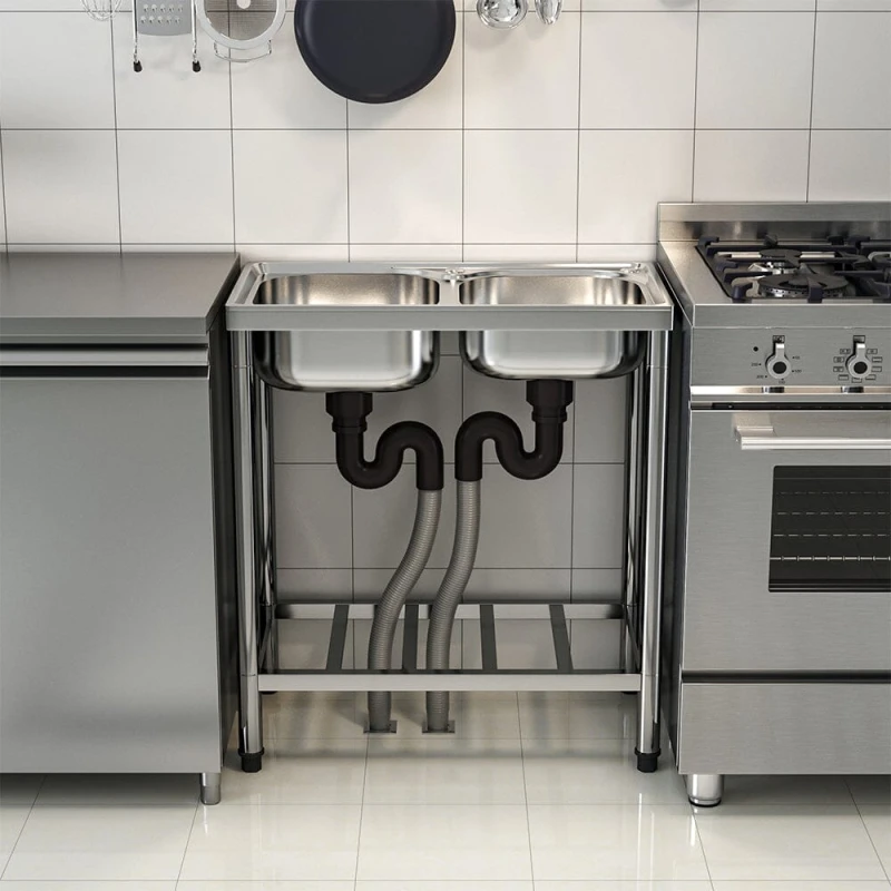 Image of Home & Outdoor Direct 2ft Two Compartment Stainless Steel Commercial Bar Sink AI1125