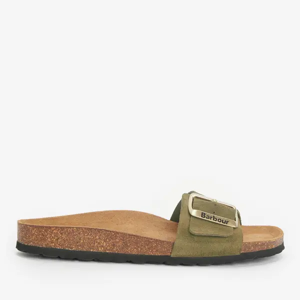 Image of Barbour Womens Benton Single Strap Suede Sandals - UK 4 Green Sandals female LFO0710OL12 4