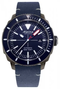 Image of Alpina Seastrong Diver 300 Automatic Navy Blue Leather Watch