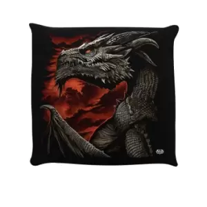 Image of Spiral Majestic Dragon Filled Cushion (One Size) (Black/Orange)