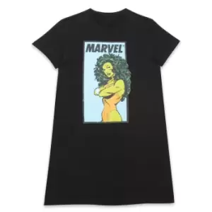Image of Marvel She Hulk Power Pose Womens T-Shirt Dress - Black - S - Black