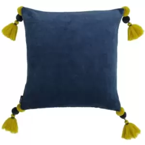 Image of Rive Home Poonam Cushion Cover (45x45cm) (Smoke Blue/Lemon Curry) - Smoke Blue/Lemon Curry