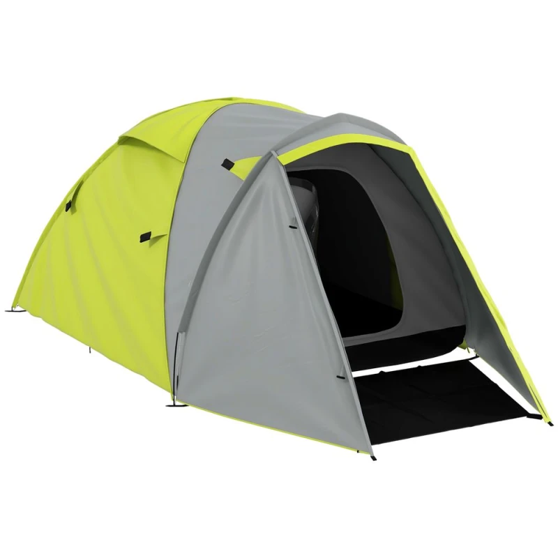 Image of Outsunny 2-3 Man Camping Tent w/ Living Area - Yellow, Yellow A20-423V00YG