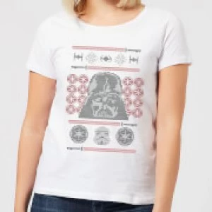 Image of Star Wars Darth Vader Face Knit Womens Christmas T-Shirt - White - 4XL