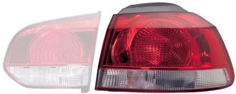 Image of HELLA 2SD 009 922-101 Rear light Right Outer section W16W, WY21W 12 red, white with bulbs with bulb holder VOLKSWAGEN: GOLF 6 Combination Rearlight (