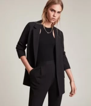 Image of AllSaints Womens Modal Aleida Jersey Blazer, Black, Size: 10